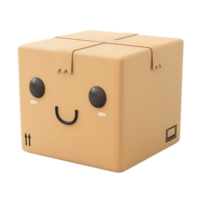 3d cartoon illustration of cute cardboard box icon on transparent background png