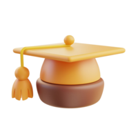 3d render of brown graduation hat on transparent background png