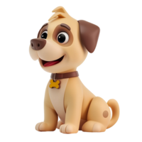 A 3D cartoon puppy with a joyful demeanor, light brown fur, and a bone-tagged collar, evoking a sense of playful charm png