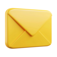 3d illustration of yellow envelope on transparent background png