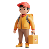 delivery man 3d cartoon icon on transparent background png