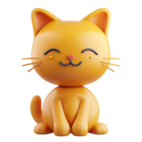 3d cartoon cute little cat on transparent background png