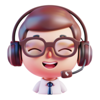 3d cute male customer service icon png