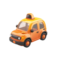 3d cartoon illustration of yellow taxi car on transparent background png