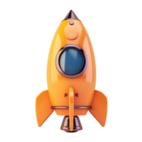 3d cartoon of yellow rocket on transparent background png