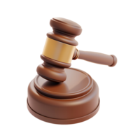 3D cartoon illustration of judge gavel on transparent background png