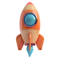 3d cartoon illustration of rocket icon on transparent background png