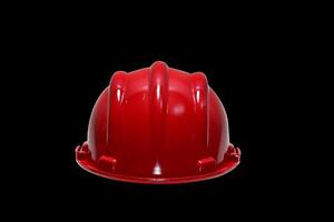 red plastic work helmet on black background photo