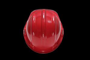 red plastic work helmet on black background photo