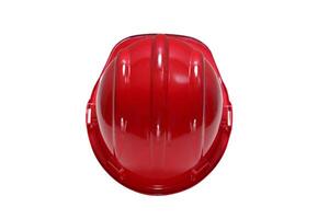 red plastic work helmet on white background photo