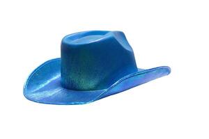 vibrant blue cowboy hat on black background photo