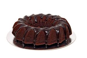 chocolate cake with chocolate syrup icing photo