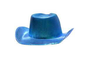 vibrant blue cowboy hat on black background photo