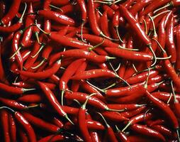 texture of red peppers seen from above photo