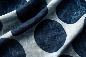 Minimalist Textile Pattern Featuring Repeated Blue and White Circles photo