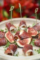 Fig Canape with Ham on the tray photo