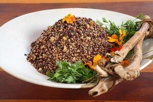 Grain salad on plate photo