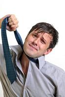 young man with beard in different situations on neutral background photo