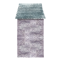 The empty facade of a brick house without windows and doors in a vintage style. A house with a tiled roof. The watercolor illustration is made by hand. Highlight it. A design element. png