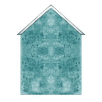 The empty facade of a brick house without windows and doors. An old European blue house in a vintage style. The watercolor illustration is made by hand. Isolate it. A design element. png