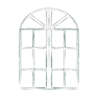 Arched window frame. Vintage white window frame. A watercolor illustration made by hand. Highlight it. A design element for home, children's games, postcards and decor. png