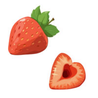 Strawberry and slice of strawberry png