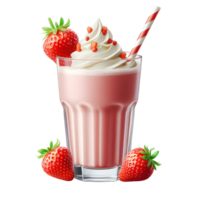 summer drink strawberry milkshake on transparent background png