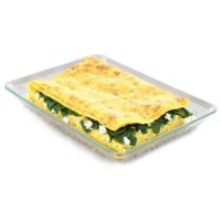 omelete guardada dentro vidro panela espinafre e feta espreitar Fora Comida e culinária conceito png