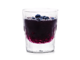 Bilberry Juice Dark bilberry juice in a clear shot glass bilberries and frost icy splash png