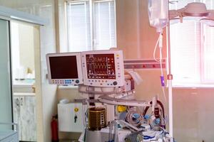 Modern hospital ward interior. Surgery healthcare technology equipment. photo