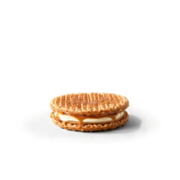 Stroopwafel with caramel filling and waffle texture in sandwich cookie Food and culinary concept png