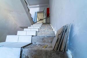 Inside renovation architecture design. Interior of renovative empty corridor. photo