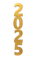 3D golden 2025 rendering, happy new year Design element for calendar png