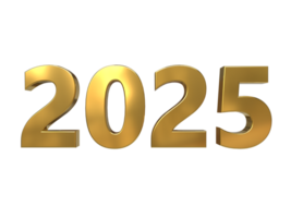 3D golden 2025 rendering, happy new year Design element for calendar png