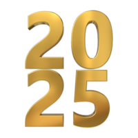 3D golden 2025 rendering, happy new year Design element for calendar png