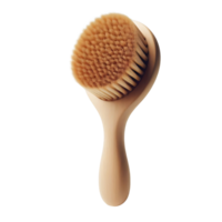 Wooden body brush with natural bristles. Organic personal care product. Dry cleaning procedure. Anticellulite massage. Home spa massage with dry brush. png