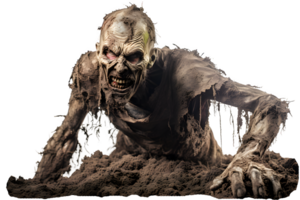 Zombie Coming Out on Soil Isolated on Transparent Background png