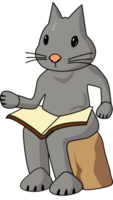 A bunny sitting on rock and reading a book, kid enjoying reading, character png