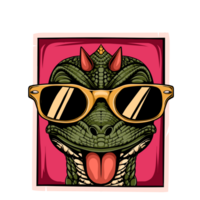 Reptile lizard with glasses illustration art work for t shirt design png