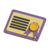 3d certificate education icon png