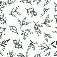 Doodle floral seamless pattern with hand drawn flowers and leaves png