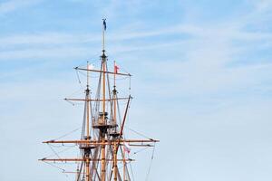 Sailing mast of ship, copy space. photo