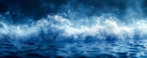 Mystical Blue Smoke Over Water Surface - Abstract Background photo