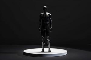 Elegant Black Mannequin on a Minimalist White Platform in Spotlight photo