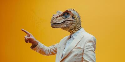 Person in Dinosaur Costume Pointing Finger photo