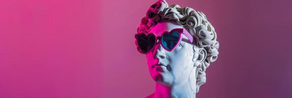 Surreal Pink David Statue with Modern Sunglasses photo