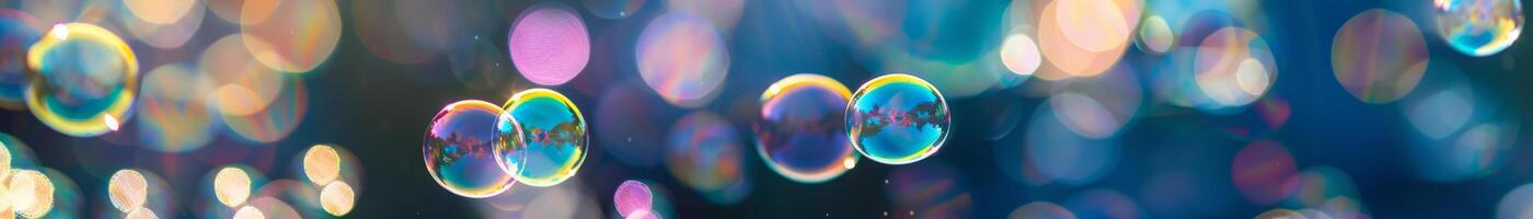 A colorful image of bubbles with a blue background photo