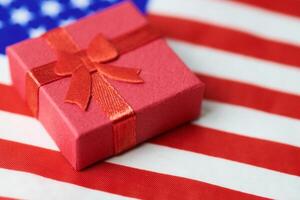 Gift box on USA flag photo