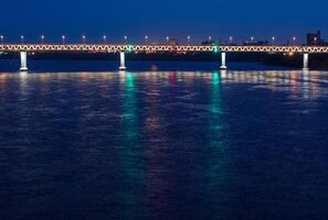 Bridge over night river photo
