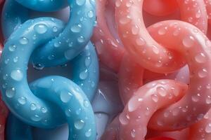 Interlocked Rubber Chains with Water Droplets Detail photo